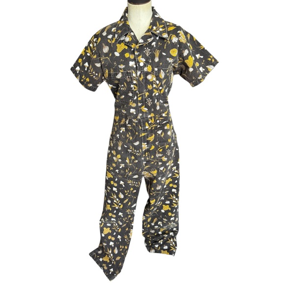 Rare Big Bud Press Short Sleeve Jumpsuit in Cookbook Print Brown Medium - Picture 3 of 16